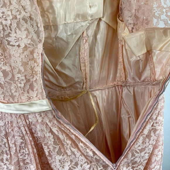 Vintage 50's Small Pink Lace Full Sweep Hollywood Maisel Style‎ Cocktail Dress - Picture 10 of 14